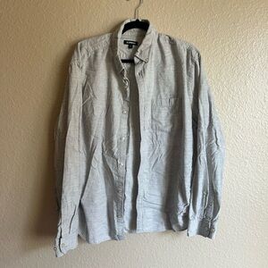 Express Men's Light Gray Casual Button-Down Shirt